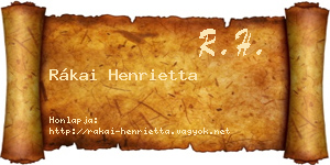 Rákai Henrietta névjegykártya